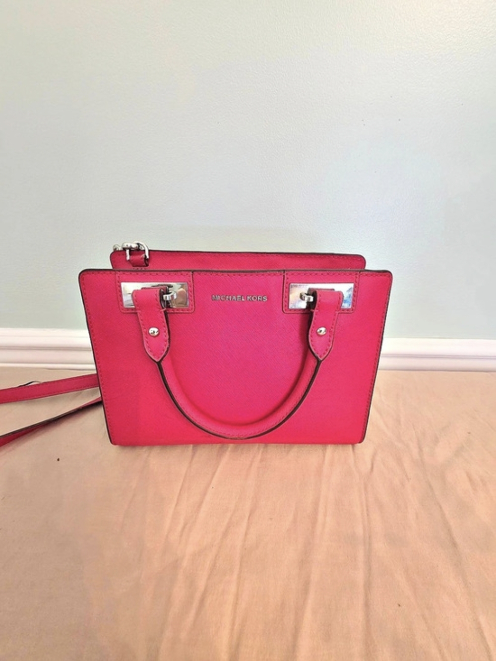 Michael Kors Saffiano Satchel in Pink
